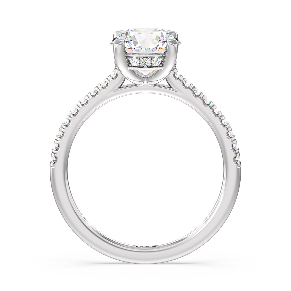 Oval Trilogy Tapered Baguette Channel Set Lab Grown Diamond Engagement Ring